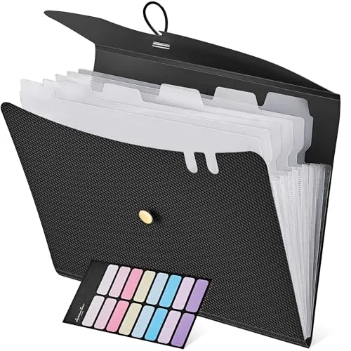 HEETA Fächermappe A4, Dokumentenmappe Mit 7 Fächer, Ordner A4/Aktenordner/Ordnungsmappe/Dokumententasche/Mappe Organizer Für Büro Hause Schule Dokumente(Schwarz)