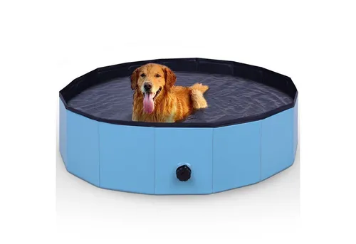 Bestlivings Hundepool Ø80cm/Ø120cm Faltbarer Pool für Hunde, (80cm x 20cm), Swimming Pool für Hunde, rutschfester Boden und Ablassventil