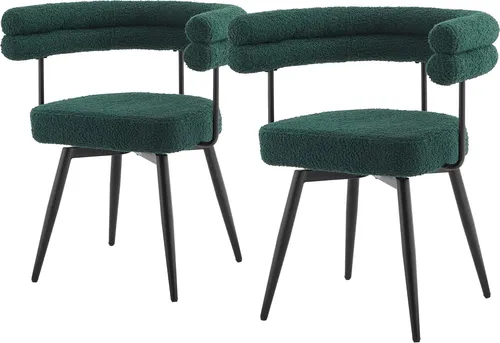 ML-Design Esszimmerstühle drehbar 2er Set Dunkelgrün Teddy-Stoff