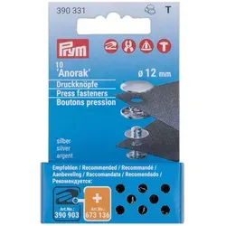 Prym Nähfrei-Druckknöpfe Anorak 12 mm silber von Prym
