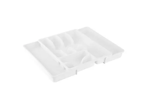 Engelland Besteckkasten Ausziehbarer Besteckeinsatz für Schubladen 30-50 cm (Vorteils-Set, 1 St., 29 - 51 x 38 x 5 cm, variabel ausziehbar, für alle Schubladen), 8 Fächer, robust, Kunststoff, Besteckkorb, Besteckhalter, Organizer