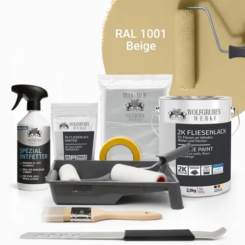 WO-WE Fliesenlack W712 Komplettset 2K – Beige Fliesenrenovierung
