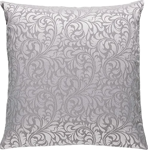 Erwin Müller Deko-Kissenhülle, Kissenbezug Uni, Serie Hamm Silber Größe 50x50 cm - mit eingewebten Ranken und Fleckschutz ausgerüstet
