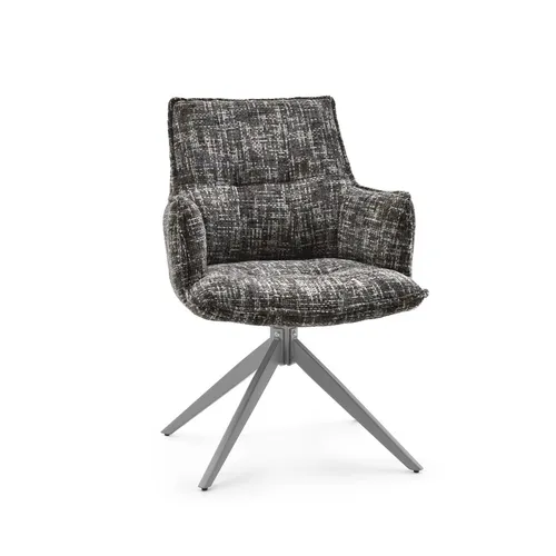 Drehbarer Esszimmerstuhl mit Armlehnen - hjh LIVING - Stilvoller Polsterstuhl für Erwachsene, bequem gepolstert mit einer maximalen Gewichtskapazität von 120 kg, ideal für Ihr Esszimmer.