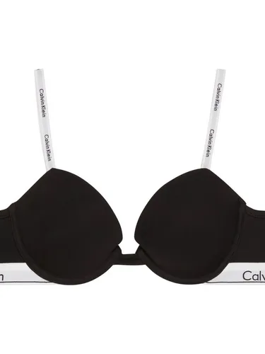 Calvin Klein Damen Demi-Cups BH Lightly Lined, Schwarz 80A - Eleganter Demi-Cups BH mit verstellbaren Trägern und minimalistischem Logo-Print. Ideal für einen femininen Look und optimalen Halt unter T-Shirts. Aus weicher Mikrofaser für höchsten Tragekomfort.