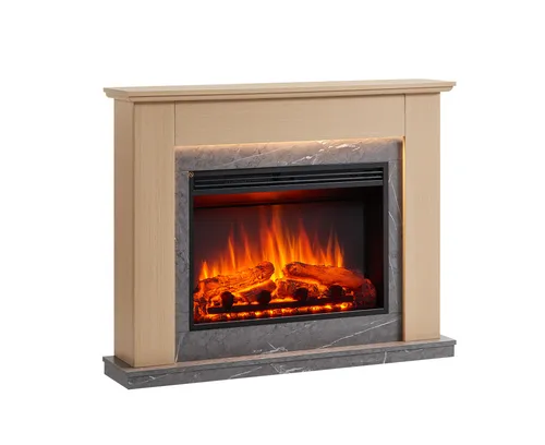 CrownFlame Ajax Elektrokamin - Elektrischer Standkamin mit 3D-Flammeneffekt und Fernbedienung - Dekokamin mit modernem Design, Heizfunktion und LED-Beleuchtung für eine gemütliche Atmosphäre das ganze Jahr über.