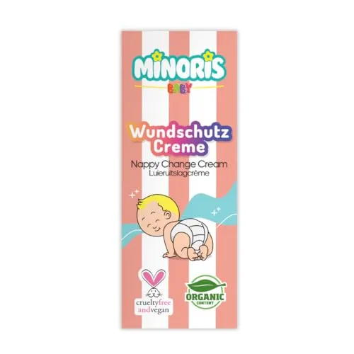 Minoris Baby Wundschutzcreme 55 g | Hoher Zinkoxid-Schutz & sanfte Sheabutter-Pflege | Ergiebige, schnell einziehende Textur | Hypoallergen, Vegan, Duftstofffrei, Dermatologisch getestet