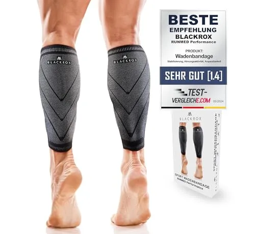 BLACKROX Wadenbandage Sport RUNMED Performance V1 - Hochwertige Wadenbandagen aus 70% Nylon und 30% Spandex für optimalen Tragekomfort. Ergonomische Passform und vielseitig einsetzbar beim Sport, ideal für mehr Halt und Flexibilität.