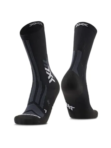 X-Socks Hike Discover Crew Wandersocke Schwarz 35-38 - Laufsocken für Herren, ideal für lange Wanderungen mit atmungsaktiver Mesh-Struktur und zusätzlicher Polsterung für maximalen Komfort und Schutz vor Blasen.