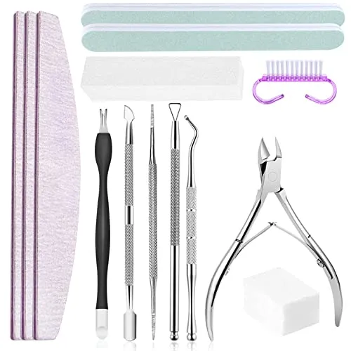 Nagelfeilen Set,Doppelseitige Nagelfeile,Nagel Buffer Block,Mit Nagelhautzange Nagelhautschieber Eckenheber Nagelzangen Nagelbürste,Maniküre-Kit für Zuhause und Nagelstudio