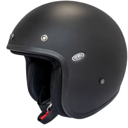 Premier Vintage Classic U9 BM Jethelm, schwarz, Größe S - Motorradhelm mit Tri-Composite-Schale aus Dyneema, Carbon und Aramid, atmungsaktivem Innenfutter und integrierter Sonnenblende für optimalen Komfort und Sicherheit.