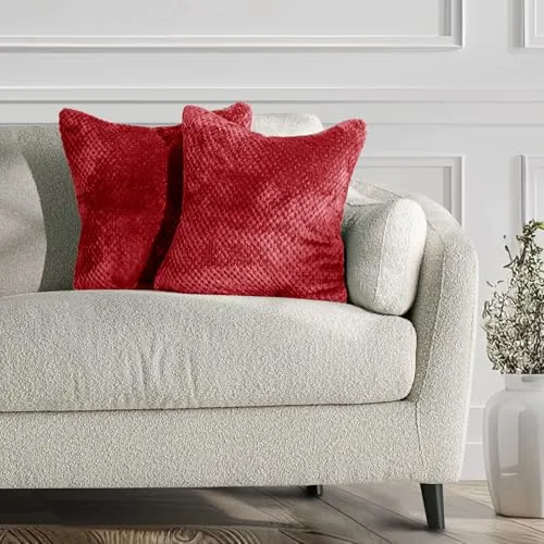 DecoKing 58435 2tlg 2 Kissenbezüge 45x45 cm Mikrofaser Reißverschluss Fleece Kissenhüllen rot Henry