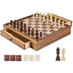VEVOR Tragbares Schachspiel mit Holzfiguren und Schachbrett 38cm