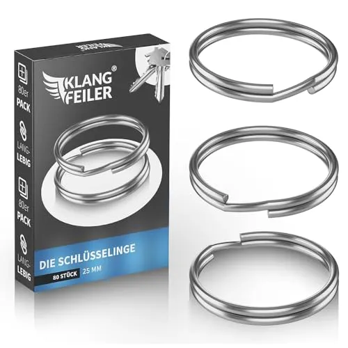 Klangfeiler® Schlüsselring 80er Pack | 25mm Durchmesser | Schlüsselringe für Schlüsselanhänger Ring