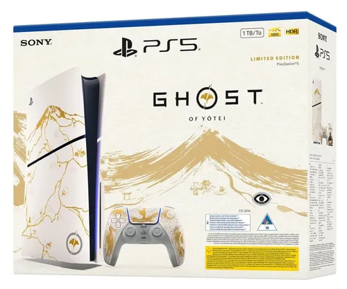 Sony Playstation 5 Slim Ghost of Yotei Bundle, PlayStation 5, Schwarz, Weiß, 16384 MB, GDDR6, 448 GB/s, AMD - Schwarz/Weiß