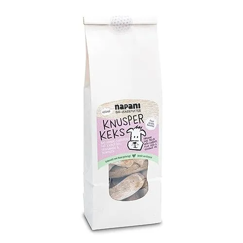 napani Knusper-Keks - vegane Hundeleckerli, Hundekekse aus Bio-Karotten, Bio-Leinsamen & Bio-Kokosöl, lecker & ohne künstliche Zusätze, Hand gefertigt, hauseigene Rezeptur aus Bayern, 1 x 200g
