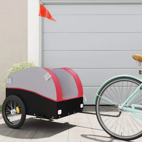 Maison Exclusive Fahrradanhänger Schwarz-Rot – 45 kg Tragkraft