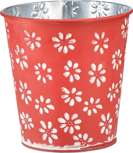 Blumendeko Metalltopf mit Vintage-Design und geprägtem Blumenmuster