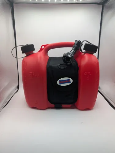 hünersdorff PROFI Doppelkanister 6+3L - Benzinkanister mit UN-Zulassung, bruchsicherem HD-PE, ideal für Kraftstoffe und Öl, inkl. Satteltasche und zwei Einfüllsystemen für sicheres Tanken.