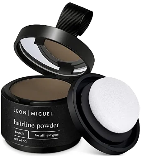 LEON MIGUEL Ansatzpuder - Hairline Powder als wasserfesten Haar Concealer zum Ansatz kaschieren für Frauen und Männer, unsichtbares Haar Make-up zur Haarverdichtung - 4g | Blond