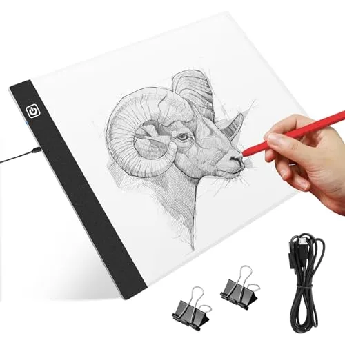 VFANDV LED Licht Pad A4, Tragbare Dimmbare Leuchtplatte Mit 3 Helligkeitseinstellungen Und USB Kabel