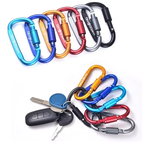 WEBBOMB® 2 Stück Karabiner Haken mit Schraubverschluss 80mm Schraubkarabiner Aluminium Karabinerhaken für Kinderwagen Hundesport Reitsport Camping Wandern Angeln Schlüsselanhänger (Türkis 2 Stück)