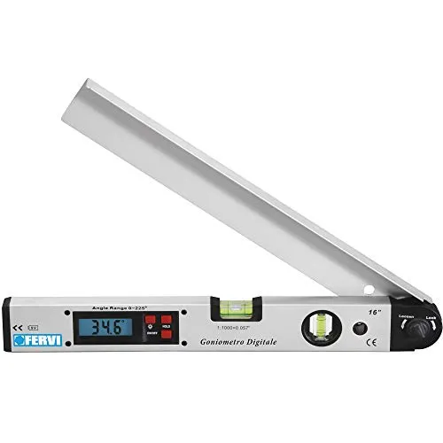 Fervi Digitales Winkelmesser und Wasserwaage G008 - Maurer-Wasserwaage mit automatischer Winkel- und Neigungsberechnung, präzise Ablesung von 0,1 °, ideal für professionelle Bauprojekte und Heimwerker