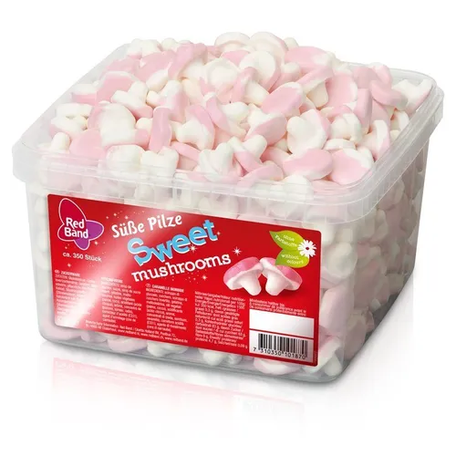 Red Band süße Pilze 350 Stück - Fruchtgummi & Marshmallow, leckere süße Pilze in großer Packung, ideal für Naschkatzen und Partys.