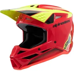 Alpinestars S-M3 Fray Motocross Helm XL rot-gelb - Hochwertiger Motocross Helm für Männer mit ECE 22-06 Zulassung. Leicht, mit nur 1200 g, und sicherem Doppel D-Ring Verschluss für optimalen Komfort und Schutz.