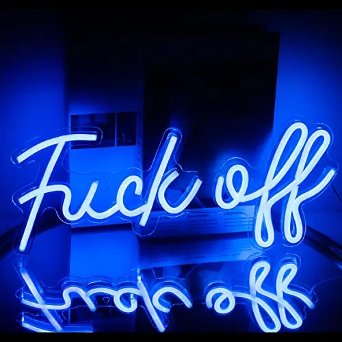 Fuck off Neon Schild Blau LED Led Schriftzug Neon Sign Leuchtreklame Neonlicht Gaming Neonschild Wandleuchte Acryl USB LED Bar Schild Wort Leuchtschrift für Schlafzimmer Gaming Deko