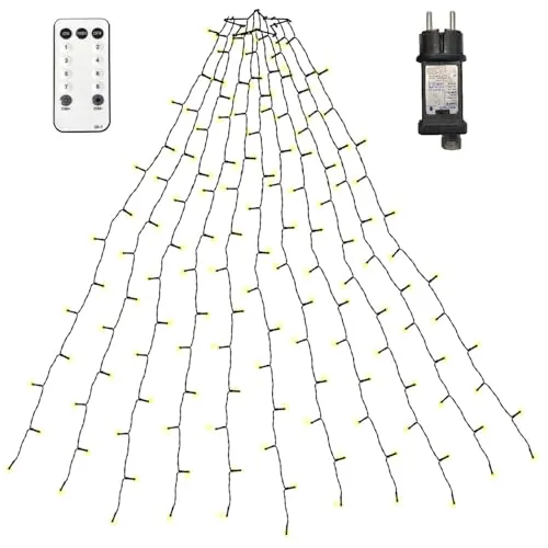 NLNEY Weihnachtsbaum Lichterkette, 2M 400LEDs 20 Stränge Christbaumbeleuchtung mit Sternenring, 8 Modi Weihnachtslichter Innen Außen Dekor für Weihnachtsbaums