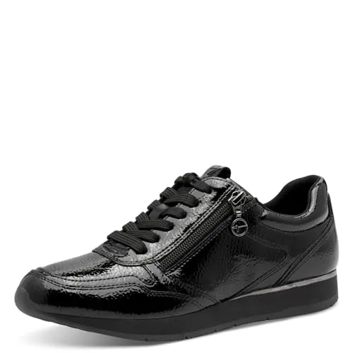 Tamaris Damen Low-Top Sneaker - Sportliche Halbschuhe mit Wechselfußbett - Kategorie: Wanderschuhe. Genießen Sie hohen Tragekomfort mit dem herausnehmbaren Fußbett und dem stylishen Design in Black PATENT.