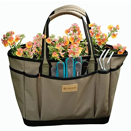 Gardena Gartentasche für Gartenwerkzeug - Wasserfeste Werkzeugtasche aus robustem 400D Polyester, ideal für Gartenarbeit und Freizeitaktivitäten. Mit 2 starken Henkeln und vielen Fächern für Ordnung.