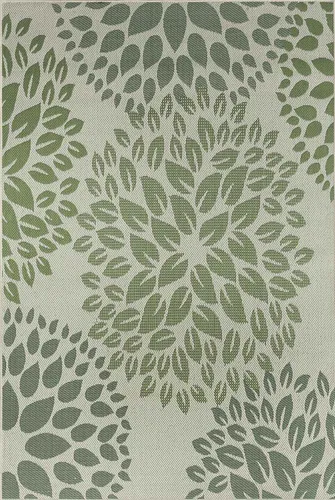 In- und Outdoor Flachgewebe Terrassen & Balkon Küche Teppich Blumen Design Grün, Maße:60x100 cm