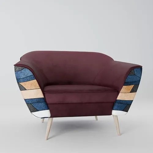 SPACEREBELS Sessel Wohnzimmer - Relaxsessel Einzelsofa für Schlafzimmer - Loungesessel Fernsehsessel - Gepolsterter Armlehnstuhl mit Holzbeinen - weinrot