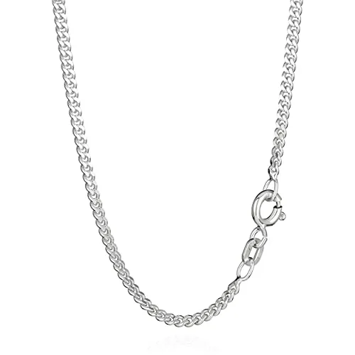 Sterling Silber Kette PANZERKETTE 38cm - Halskette aus 925 Sterlingsilber, 2,10mm breit und leicht, perfekt für jeden Anlass und als stilvolles Accessoire.