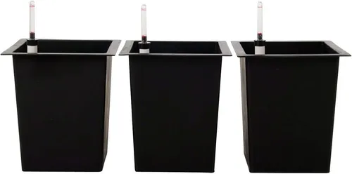 VIVANNO Pflanzeinsatz Kunststoff EINSATZ Bewässerung - Set mit 3 konischen Töpfen - Garten-Zubehör mit 16 l Fassungsvermögen, ideal für optimale Bewässerung und modernes Design in Schwarz Matt.