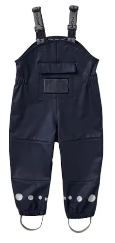 JAKO-O Matschhose Regenhose Kinder Baby Marine 104/110 - Wasserdichte Matschhose aus schmutzabweisendem Material, ideal für nasse Tage. Mit verstellbaren Trägern, verstärktem Po- und Kniebereich sowie praktischer Tasche für Namensschild.