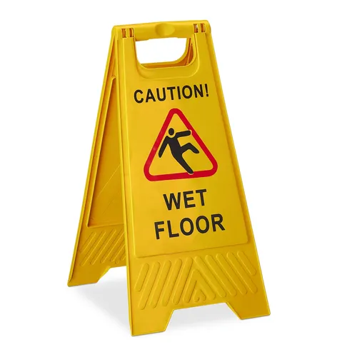 Achtung rutschgefahr aufsteller Warnschild Caution Wet Floor 2-seitig gelb