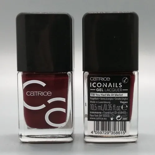 2x Catrice: ICONails GEL Lacquer/Nagellack- 118 You Had Me At Merlot - 2x 10,5ml