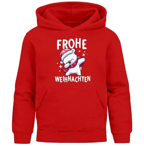 MoonWorks® Kinder Hoodie Weihnachten Pullover mit lustigen Motiven für Jungen und Mädchen Rot 152 - Der perfekte Weihnachtspullover für Kinder! Lustige Dabbing XMAS-Motive sorgen für gute Laune. Ideal für kalte Tage – weich und bequem, ein tolles Geschenk für die Weihnachtszeit und andere Anlässe.