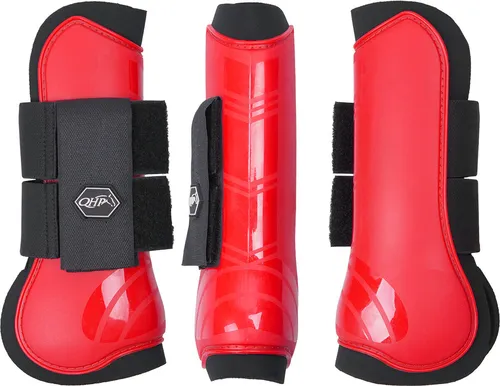 QHP Hartschalengamaschen für Pferde - Shetty, rot - Gamaschen & Schützer für Pferde mit Neoprenfutter für optimalen Schutz vor Verletzungen. Leicht anzubringen und in auffälligen Farben erhältlich, ideal für einen stilvollen Auftritt.