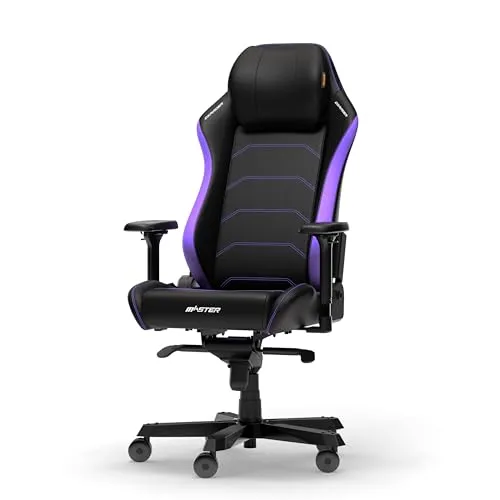 DXRacer Master XL Gaming Stuhl Schwarz & Lila - Ergonomischer Premium-Gaming- und Bürostuhl mit verstellbaren 4D-Armlehnen und optimalem Komfort für lange Sitzungen. Ideal für E-Sportler und Gamer.
