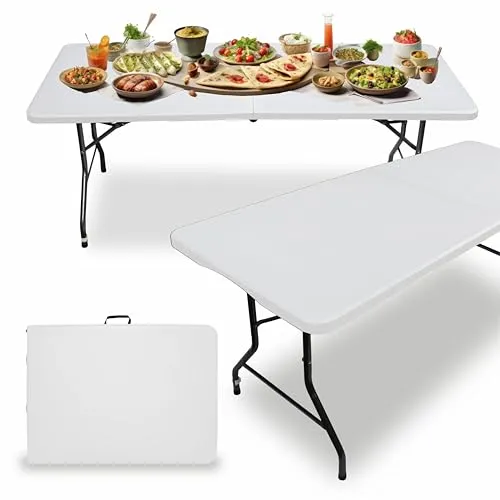 MEDAS PRO Catering Tisch klappbar, Klapptisch, Klappbarer gartentisch, Gartentisch, Balkontisch, Campingtisch Faltbar, Bartisch, Bistrotisch,180 x 70 cm, Weiß