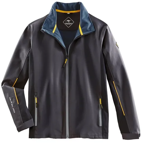 Roadsign Softshelljacke anthrazit/gelb Größe M - Wetterfeste Softshelljacke mit reflektierenden Details für optimale Sichtbarkeit. Ideal für den professionellen Einsatz, atmungsaktiv und komfortabel.