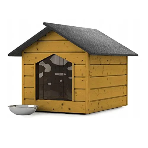 Hundehütte Hundehaus Outdoor Katzenhaus Höhle Winterfest Isoliert Holz 116x90x82 cm XL (Kieferfarbe #E08981)