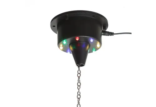 Spiegelkugel Motor mit bunten LED - MBM-203RGBW - Licht & Bühne - Integrierte 8 bunte LEDs für beeindruckende Lichtmuster, ideal für Partyräume oder Bars, einfach an der Decke montierbar.