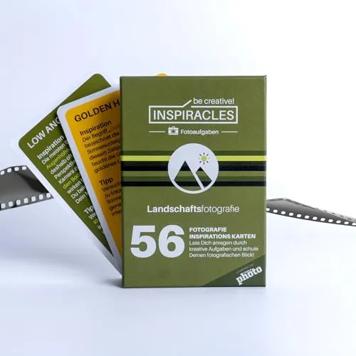 INSPIRACLES Foto-Aufgaben Karten – Landschaftsfotografie – 52 kreative Foto-Challenges + 10 Spickzettel – Fotografieren Lernen mit jeder Kamera – Geschenk für Fotografen