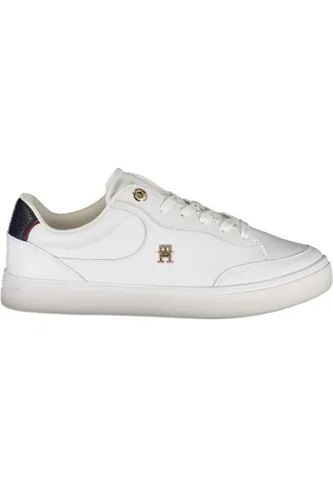 Tommy Hilfiger Damen Sportschuhe Weiß - Stylische Damen Sneaker in Weiß mit blauen Akzenten, ideal für Sport und Freizeit. Die herausnehmbare Innensohle sorgt für individuellen Komfort.