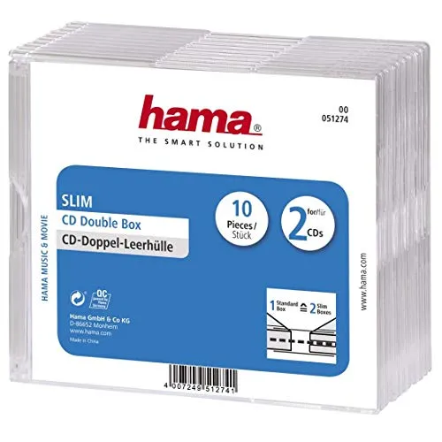 Hama CD-Leerhülle Slimline, Transparent, 10er-Pack